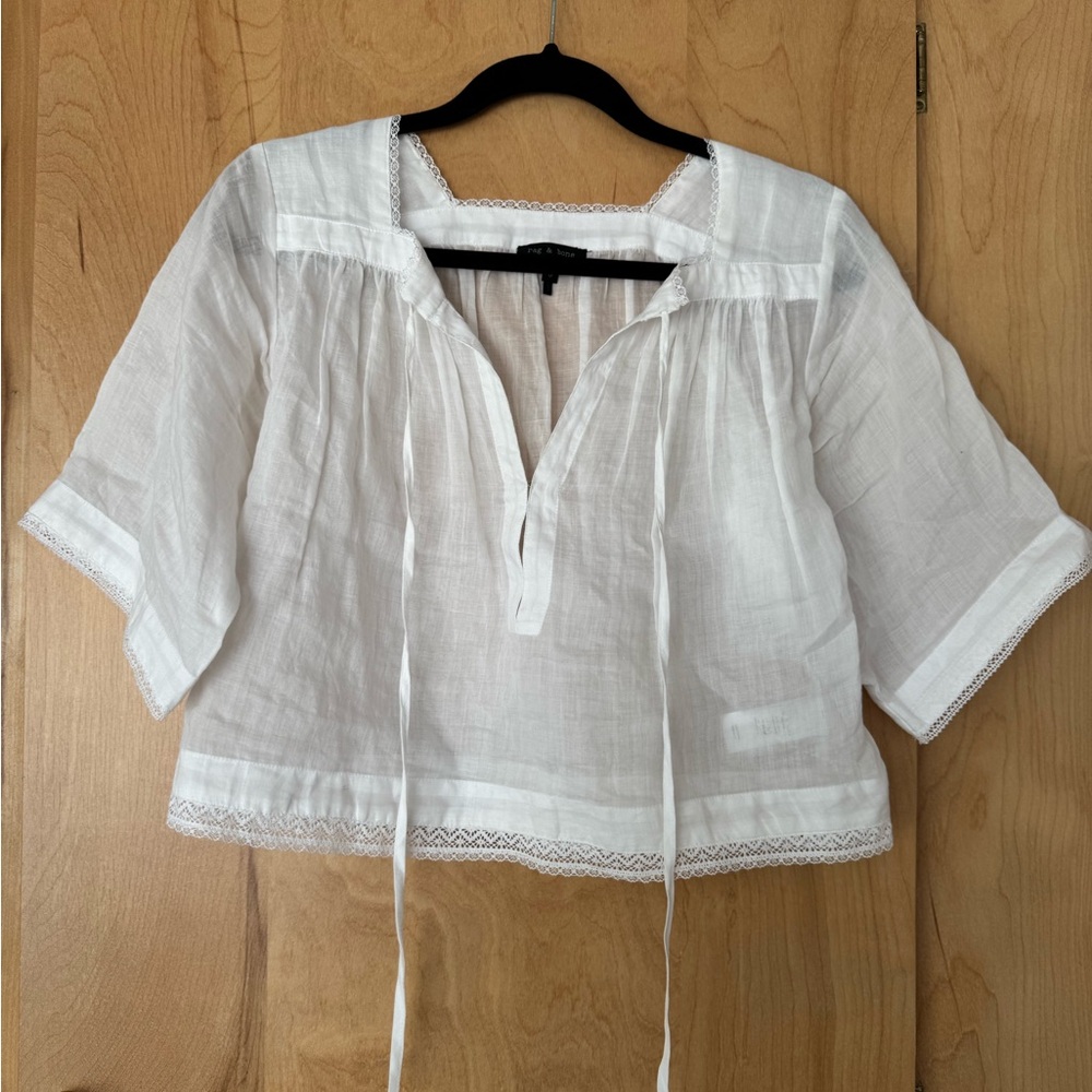 Rag&bone white cotton peasant blouse size XS